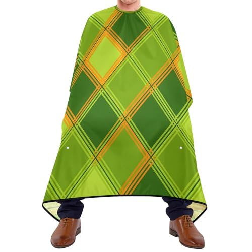 Capa profesional para cortar cabello verde a cuadros impermeable miniatura 1