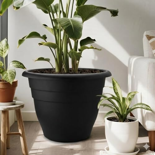Image of RooTrimmer 6 Pack 20 Inch Large Plant Pots Outdoor,Heavy Duty Plastic Planters with Drainage Holes,Lightweight Black Flower Pots for Indoor Outdoor Plants,Patio,Garden & Trees
