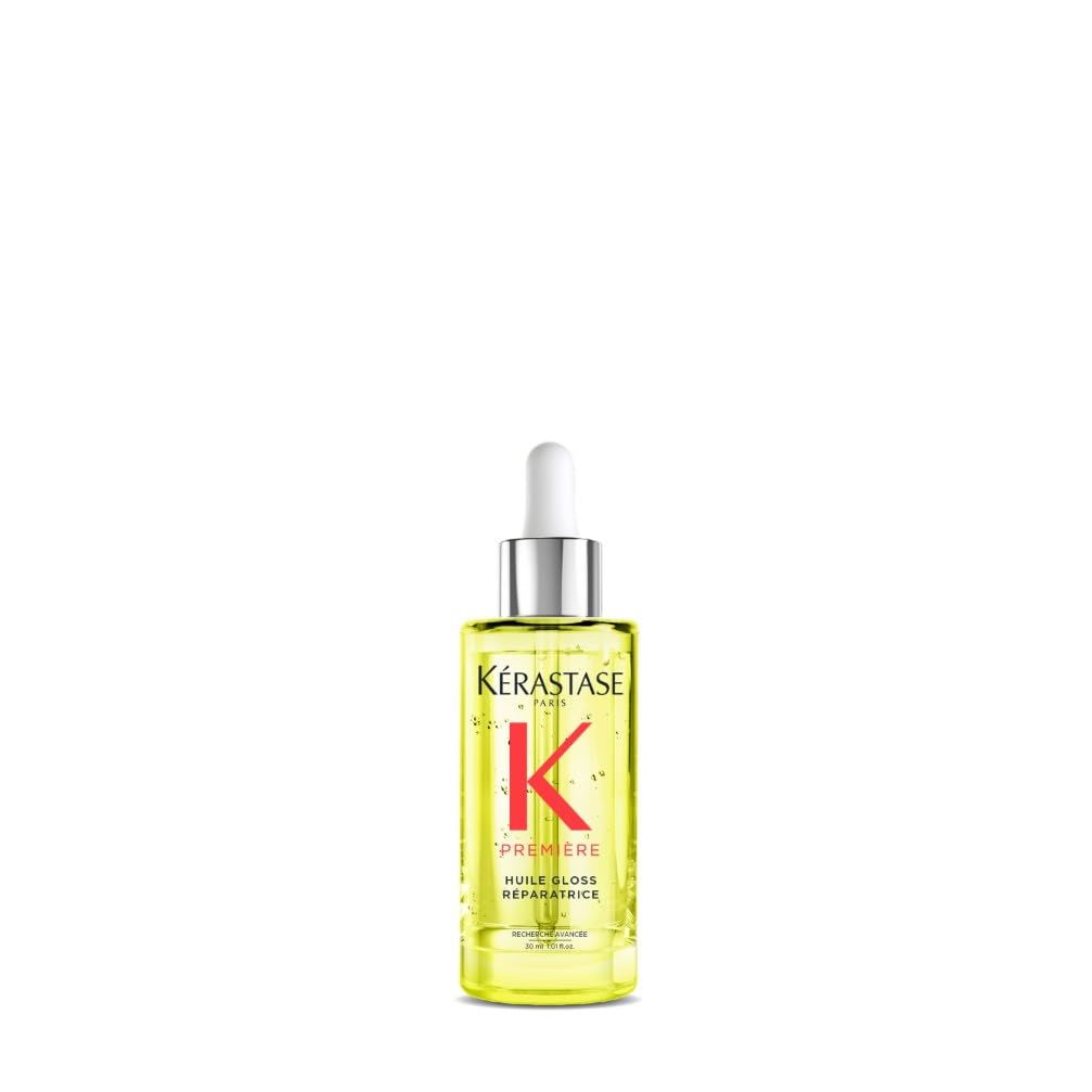 KÉRASTASE Première - Huile Gloss Réparatrice Sans Rinçage - Huile Capillaire Anti-Fourches - Répare La Fibre En Profondeur & Ravive L'Éclat - Formule Innovante - Sans Parabène - Cheveux Abîmés - 30 ml