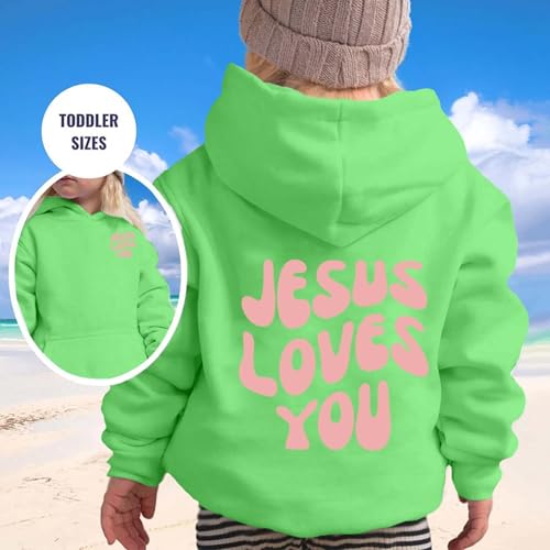 Jesus Loves Me This I Know Hoodies for Teen Girls Trendy Youth Long Sleeve Sweatshirts Tween Tops Preppy Clothes 03 Light Green 10-11 Years2