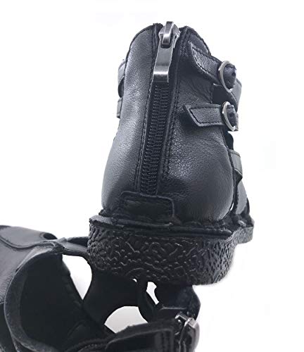 Womens Leather Sandals - Low Wedge Soft and Comfort Outdoor Sandals, Gladiator Flat Sandal for Women3