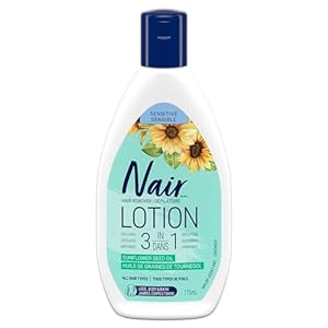 Nair 3-In-1 Hair Removal Lotion for Sensitive Skin with Sunflower Seed Oil, 175-ml