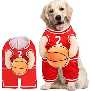 Dog Basketball Costume, Dog Basketball Costume with Ball, Funny Dogs Costume Sports Clothes for Dogs (L)