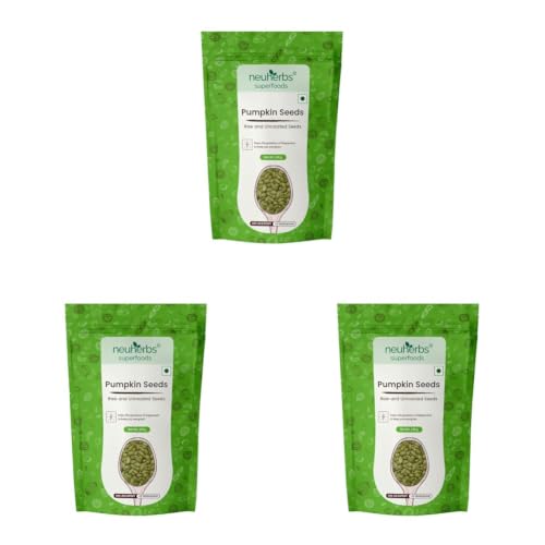 Image of Neuherbs Raw & Unroasted Pumpkin Seeds 200 gm - Kaddu Ke Beej | Rich in Fiber & Magnesium | Support Heart & Hair Health | Boost Energy | Naturally Gluten Free (Pack of 3)