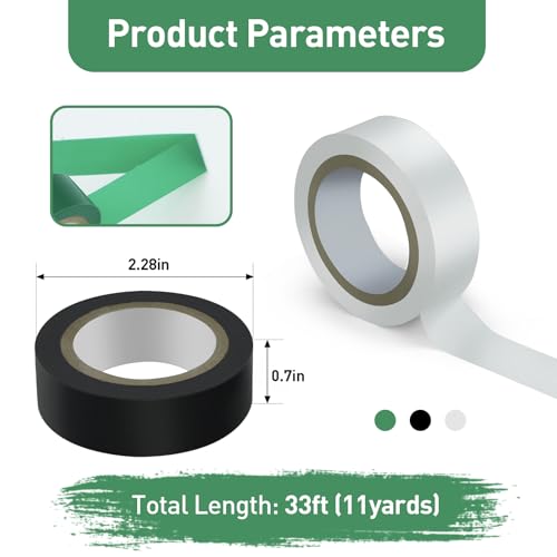 Image of HDAJY 6 Pack Coloured Electrical Tape, Suitable Home DIY, Electrical, Repairs, Automotive and Equipmen, 0.7-Inch by 33 Feet (Black, White, Green)
