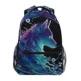 ALAZA Wolf Backpack Wolf Girls Backpacks for Elementary Kids School Bookbag Wolves Animal 3rd 4th 5th Grade Daypacks 10-12 Personalized Travel Rucksack Laptop Back Pack