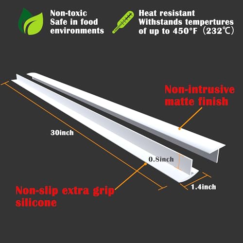 Image of KindGa Stove Gap Covers - 30 Inch Silicone Counter Gap Filler 2 Pack White | 0.2-1 inch gap, seal spill between appliances countertop gas, kitchen Long oven range side gap filler for stove and counter