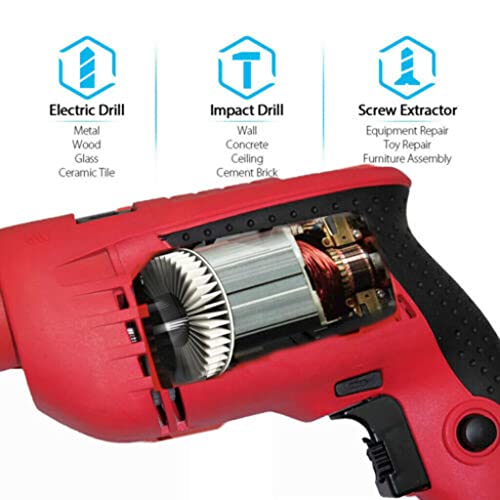 Kabelgebundener Schlagbohrer mit 12-teiligem Zubehör-Kit Kabelgebundener elektrischer Bohrschrauber mit Geschwindigkeit… – Bild 4