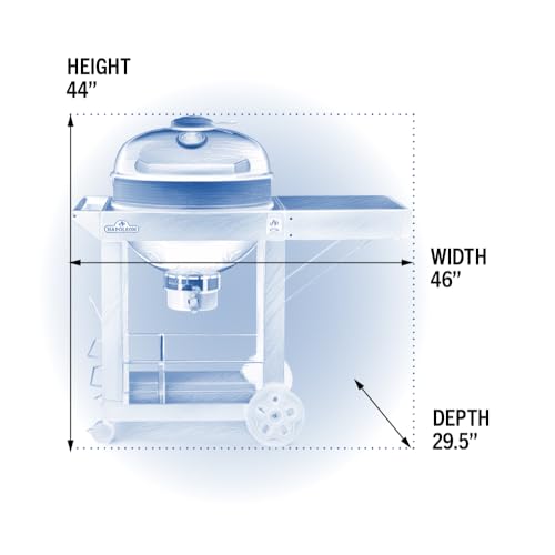 Image of Napoleon PRO22 Charcoal Kettle Grill with Folding Cart, Black, Porcelain-Enameled Lid and Bowl, Chrome-Plated Cooking Grid