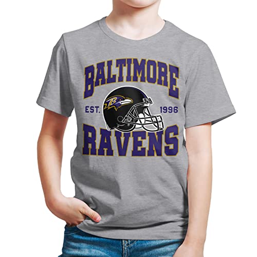 Junk Food NFL - Baltimore Ravens - Team Helmet - Officially Licensed Youth Short Sleeve Fan Tee for Boys and Girls