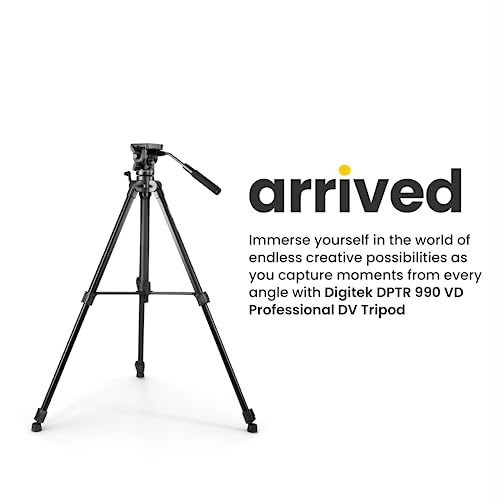 Image of DIGITEK (DPTR 990VD) 166cm Platinum Heavy Duty Tripod with Fluid Video Head, 15kg Max Load, Professional Bubble Level, Spreader, Anti-Skid Pad, 3-Section Adjustment, for Camcorder, DSLR & DV Cameras