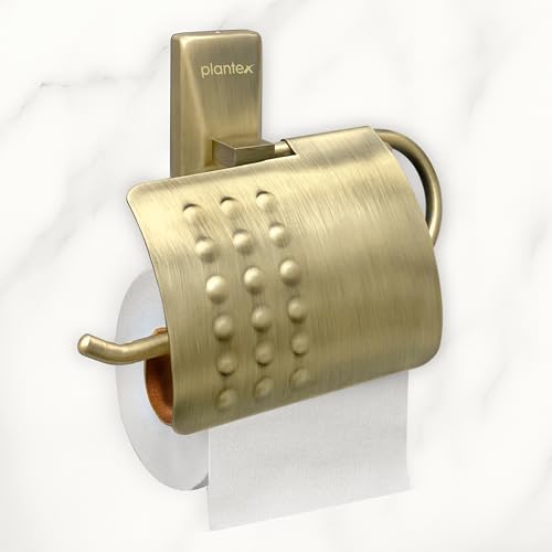 Image of Plantex Brass 304 Grade Stainless Steel Crystal Toilet Paper Holder /Tissue Paper Roll Holder for Bathroom - (Brass Antique)