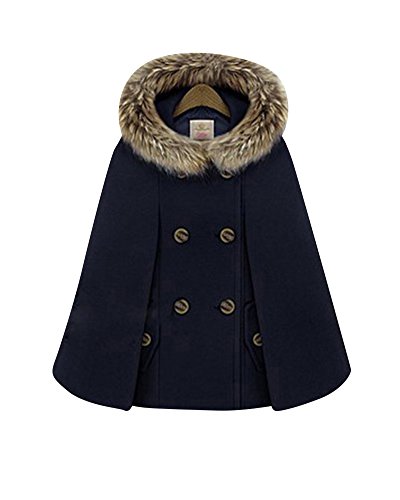 Kasen Mujer Chaqueta de Invierno Capa con Capucha Batwing Cape Jacket Poncho Coat Marina de Guerra XL