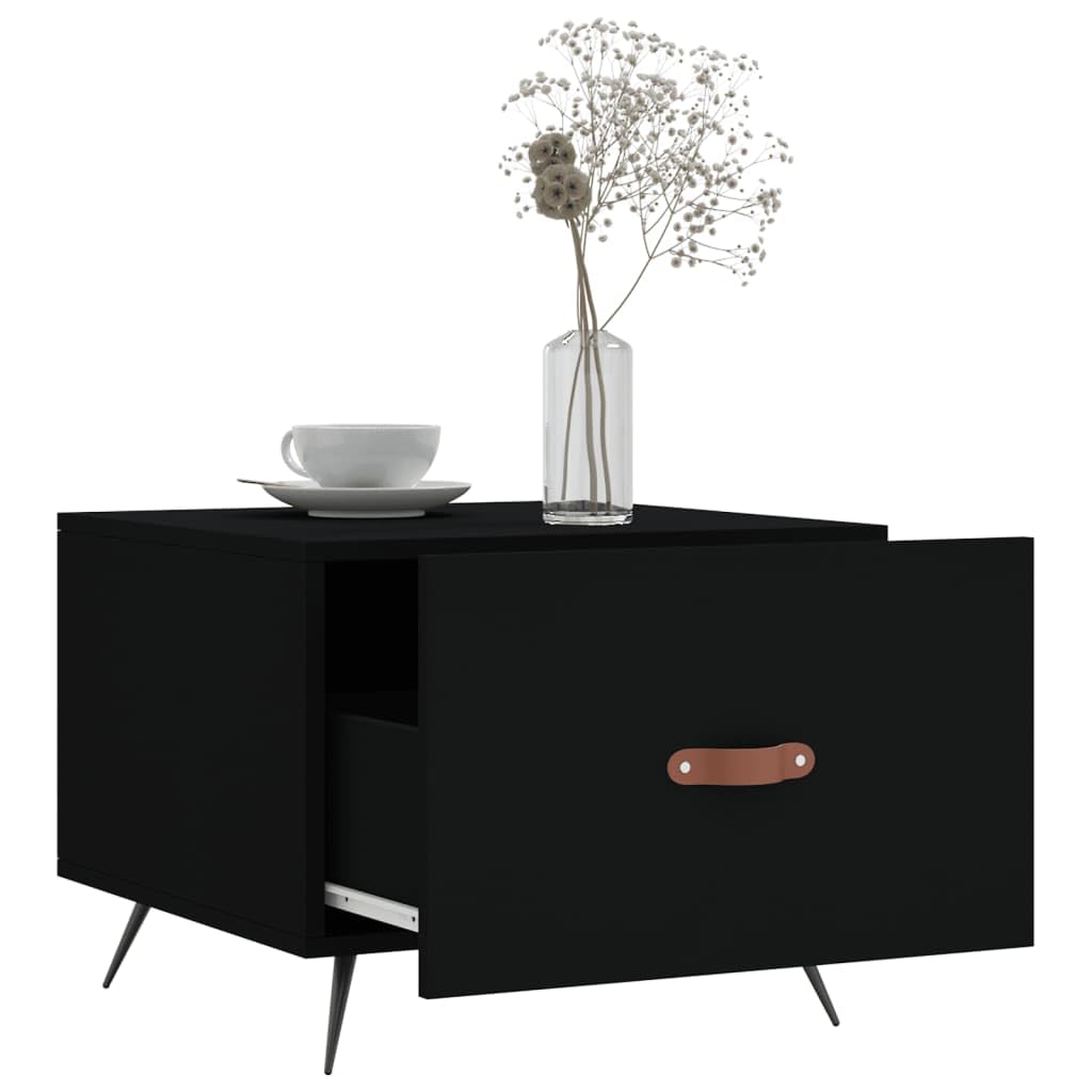 Homgoday Tavolino da caffè nero 50 x 50 x 40 cm, in legno ingegnerizzato, tavolino da tè per soggiorno, sala di accoglienza degli ospiti, camera da letto e ufficio, mobili 205