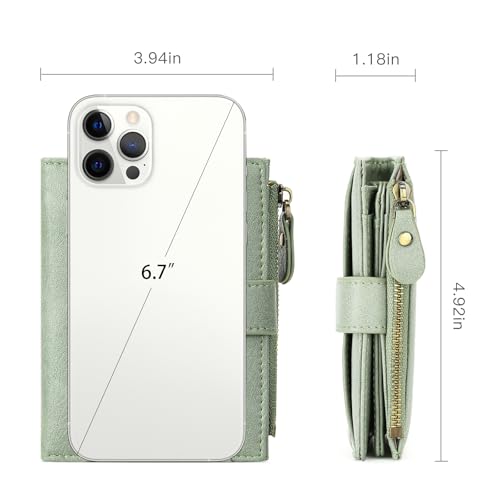 FALAN MULE Small Wallet Women RFID Blocking Bifold Card Holder with Zipper Coin Pocket4