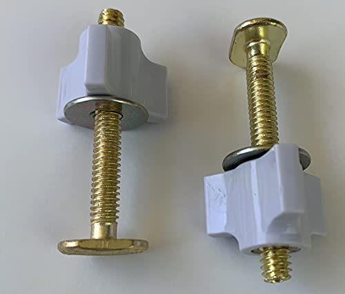 One Pair of White Hard ABS Porcelain 2.25 inch Toilet Bolt Tri-Head Screws For Top Mount Toilet Seat Hinges or Floor to Toilet Bolts.