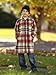 Haloumoning Boys Plaid Dress Coat Kids Fall Button Down Wool Blend Pea Coats Jackets with Pockets 5-14 Years