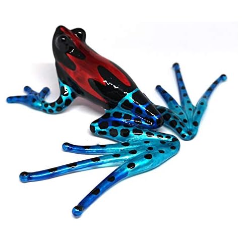 ZOOCRAFT Collectible Frog Figurines Blown Glass Hand Painted Animals Lovers Gift Collection Miniature Home Garden Terrarium Decor Cover