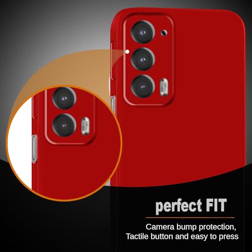 Image of Back Cover for Motorola Edge 20 5G | Full Camera Protection | Premium Liquid Silicon Case | Flexible Bumper Case for Motorola Edge 20 5G (Red)