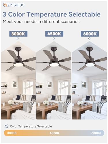 Image of ZMISHIBO 52 inch Bronze Ceiling Fans with Lights and Remote, Indoor /Outdoor Farmhouse Ceiling Fan for Bedroom Living Room Patio, 6 Speed Reversible Quiet DC Motor, 3 CCT, Dual Finish Blades