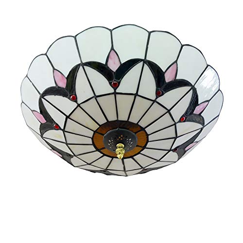 Plafonnier en vitrail vintage bleu 50cm pour salon - 4