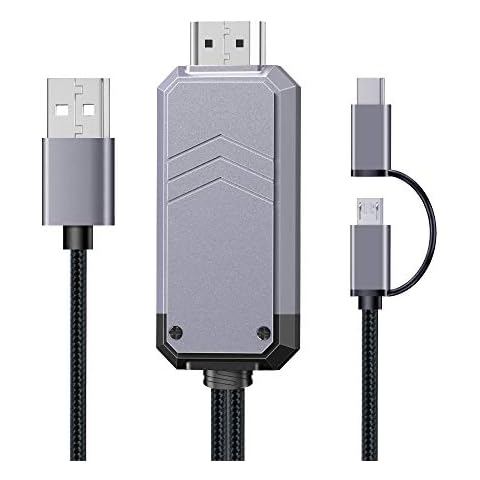 MHL to HDMI Adapter, 2-in-1 Type C USBC Micro USB to HDMI Cable, 6.6ft 1080P HD HDTV Mirroring Charging Cable, Durable Digital AV Video Adapter for All Android Smartphones to TV Projector Monitor Cover