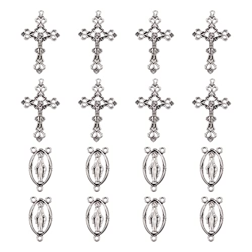 PandaHall Ciondoli tibetani a forma di croce per rosario per la creazione di collane e gioielli, Small, Metallo