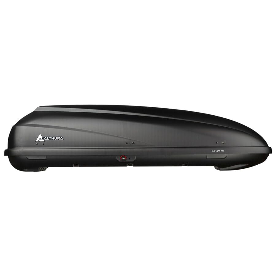 Box EVO LIGHT Box Portatutto da Tetto 460L Lungo e Affusolato, Baule Auto Aerodinamico con Design Anti-Rumore Brevettato, Ideale per Sci e Bagagli, Chiusura Centralizzata e Montaggio Universale