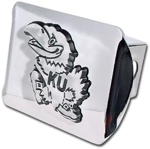 University of Kansas Jayhawks "Bright Polished Chrome with Jayhawk Emblem" NCAA College Sports Trailer Hitch Cover Fits 2 Inch Auto Car Truck Receiver
