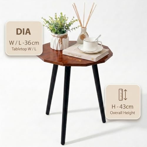 Image of UHUD CRAFTS Multipurpose Wooden Coffee Table /Centre Table /Side Table /End Table /Tea Table for Living Room, Bedroom, Balcony & Office - Brown Top with Black Legs - 14x17 Inches