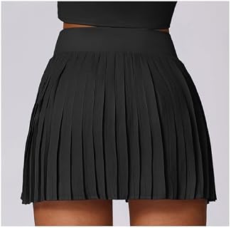 Womens Pleated Tennis Skirts with Shorts High Waisted Mini Skirt Golf Skort Athletic Skirts Workout Pickball