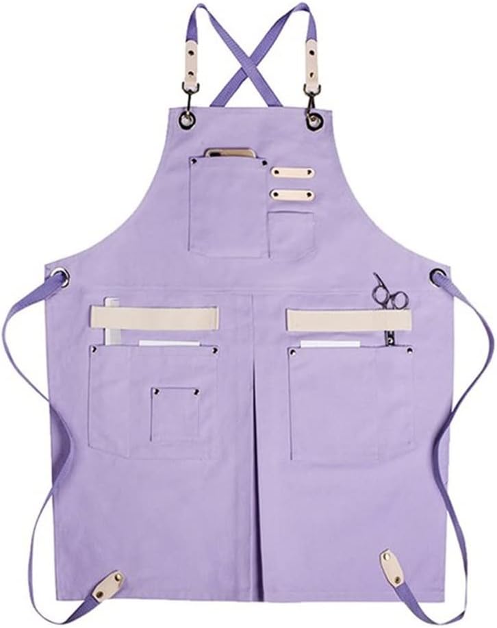 Chef Apron Cotton Hanging café Pestorif Uniform Florian Barber Shop Beautician Work Clothes (Color: C, Size: L Code) (AM Code)