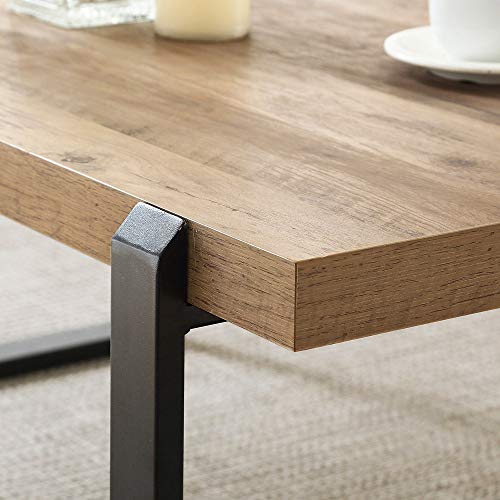 Foluban Rustic Coffee Table,Wood And Metal Industrial Cocktail Table For Living Room, 47 Inch Oak #TOP3