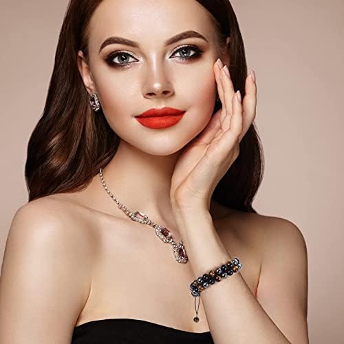 ASTER 2Pcs Tiger Eye Stone Bracelet Lava Stone Essential Oil Diffuser Bracelets Stress Relief and Anxiety Bracele