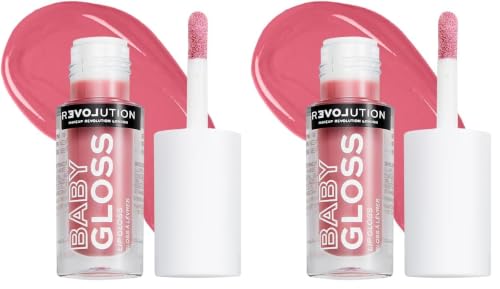 Image of Relove by Revolution Baby Gloss Lip Gloss- Sweet | High-Shine Hydrating Lip Gloss with Vitamin E | Non-Sticky Lightweight Sheer Lip Tint for Juicy Glossy Lips | Everyday Wear | 2.2ml (Pack of 2)