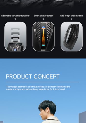 Smart LED Display Luggage 20 Inch Carry On Suitcase, Hardshell Spinner TSA Travel Suitcase with Customizable Digital Screen, Black3