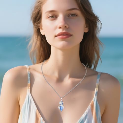 Collier sirène argent 925 anti-allergie avec pendentif cristal - 2
