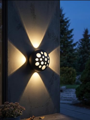Image of Groeien 7 Watts Waterproof LED Round Dome Shape Four Way Indoor Outdoor Exterior Wall Light(Dome-Fourway, 1, Count)