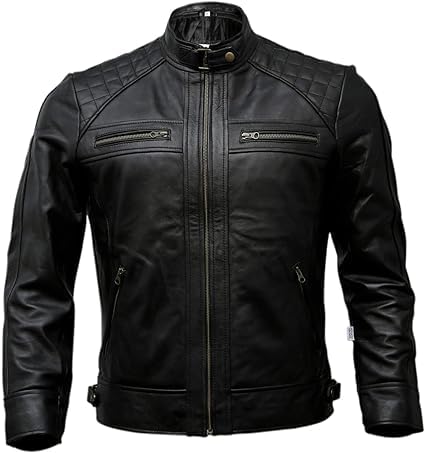 JACKETHUB Men's Genuine Lambskin Leather Biker Jacket | Premium Vintage Café Racer Motorcycle Jacket | Motorcycle Jacket