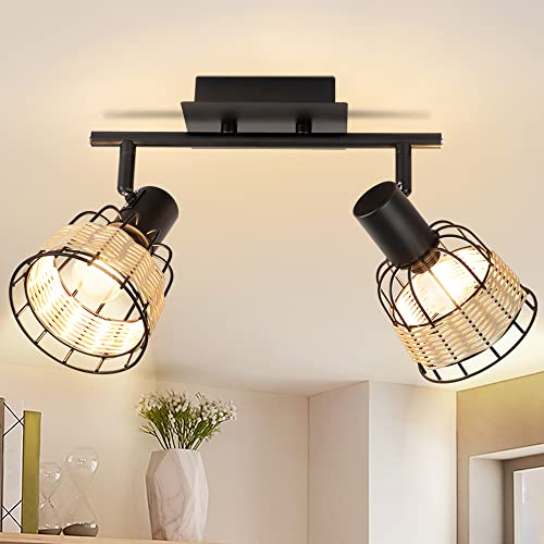 Depuley Vintage Led 2 Light Track Lighting Kit, Farmhouse Flush Mount Wall Or Ceiling Spot Light Fixture, Flexibly Adjustable Directional Accent Lamp For Kitchen Hallway Bedroom, E12 Bulb Not Included #TOP25