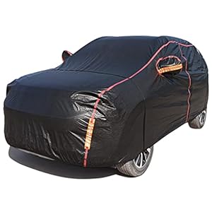 Car Cover Waterproof All Weather, 6 Layers Full Exterior Covers with Zipper Cotton, Mirror Pocket. Outdoor Car Cover UV Snow Rain Wind Dust All Weather Outdoor Protection for SUV (185-190 inch)