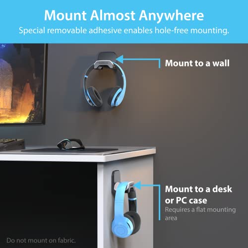 Totalmount Gaming Headset Hangers – Include Removable Adhesive Strips For Easy, Damage-Free Wall, Desk, Or Pc Mounting (Black Headphone Hooks With Premium Silicone Cradles – Two Pack) #TOP3