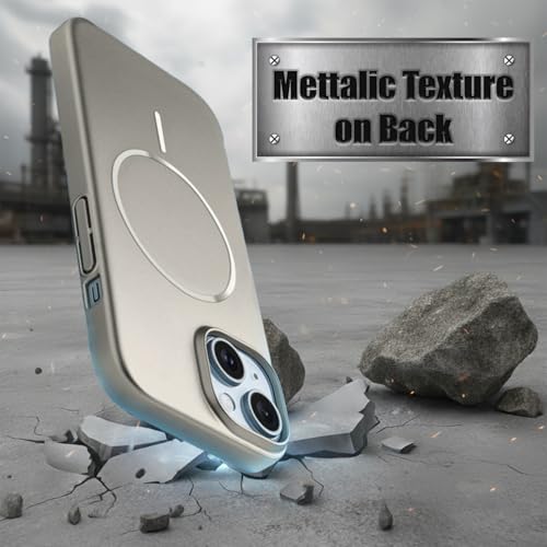 Image of AIBEX Ultra-Thin Mag-Saf Back Cover Case Compatible with iPhone 15| Slim Fit Scratch-Resistant Matte | Magnetic Wireless Charging | Microfibre Lining | Camera Protection (PC Material) - Titanium
