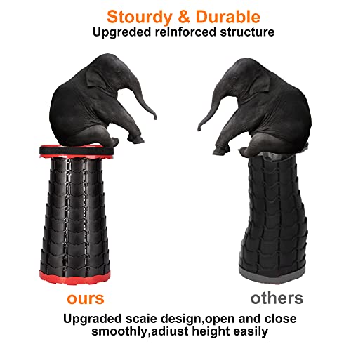 Harmuhos 2023 Upgraded Portable Collapsible Telescoping Stool With Load Capacity 487 Lbs, Retractable Folding Stool Camping Stool For Outdoor Hiking Fishing Travel Gardening Bbq (Red) #TOP4