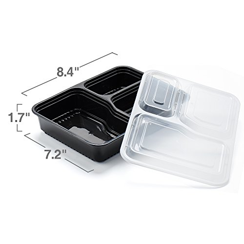 Glotoch 50Pack 34Oz Meal Prep Container,3 Compartment Plastic Food Prep Containers With Lids,Bpa Free,Microwave, Dishwasher Safe Disposable/Reusable Tupperware To Go Containers For Food,Leftover #TOP2