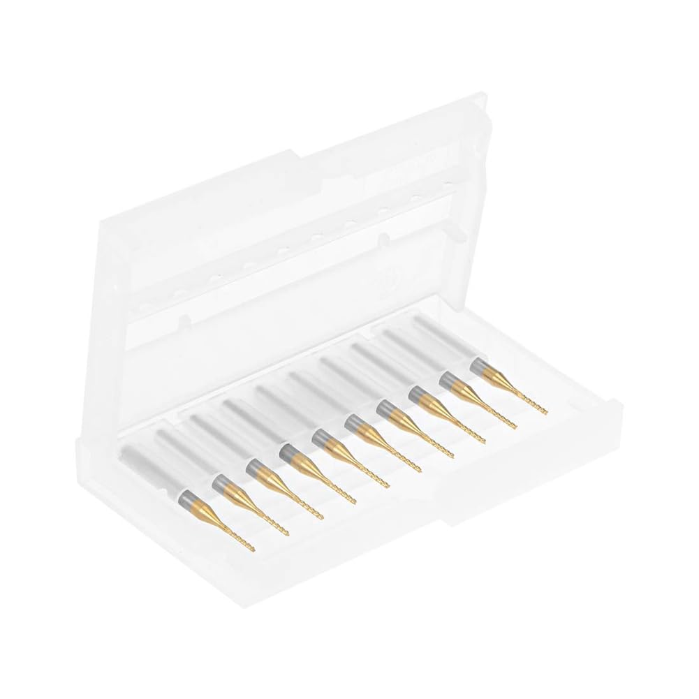 Fraise en Bout de Carbure Revêtement Titane 10 Pièces 1/8 Pouces 1mm pour Gravure CNC PCB