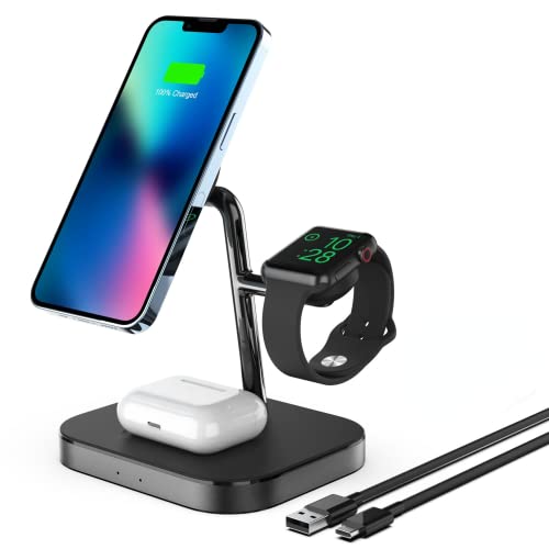 PoplarTrees ワイヤレス充電器 マグネット式 3 in 1 充電器 急速 Apple Watch充電器 iPhone 14/14 Max/14 Pro/14 Pro Max/iPhone 13/13 Mini/13 Pro/13 Pro Max/12/12 Mini/12 Pro/Pro Max、Apple Watch 8/7/SE/6/5/4/3、AirPods 2/3/Pro対応