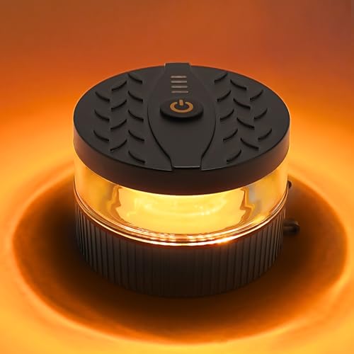PKINGLAKE Battery Operated Amber Beacon Strobe Light w/Magnetic Base, Portable