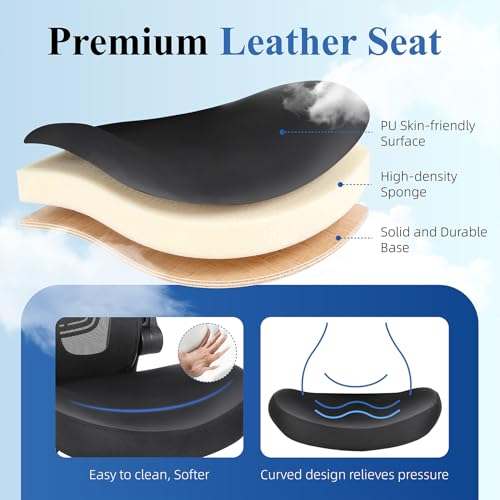 Ermnois Ergonomic Office Chair, Flip-up Armrest, Mesh Back PU Leather Seat by Ermnois - Used condition - Image 3
