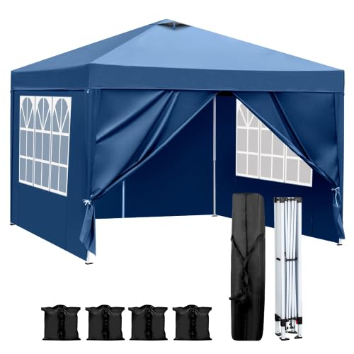 Bonnlo Carpa Plegable de 3x3m, con 4 Bolsas de, ar UPF 50+, Las pergolas de jardín Impermeables y el Gazebo Son adecuados para usos Exteriores, como Camping, Festivales, Playa y Patios, Azul